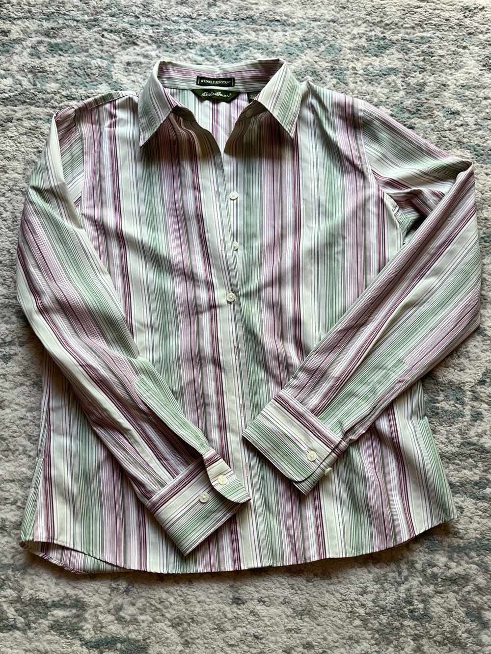 Women’s Eddie Bauer Striped Button-Up Shirt - Mint & Mauve